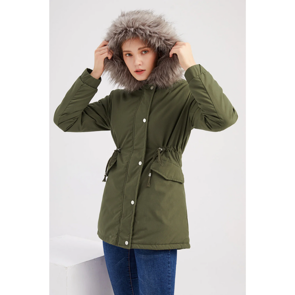 Florence Women’s Winter Parka Coat with Button Closure