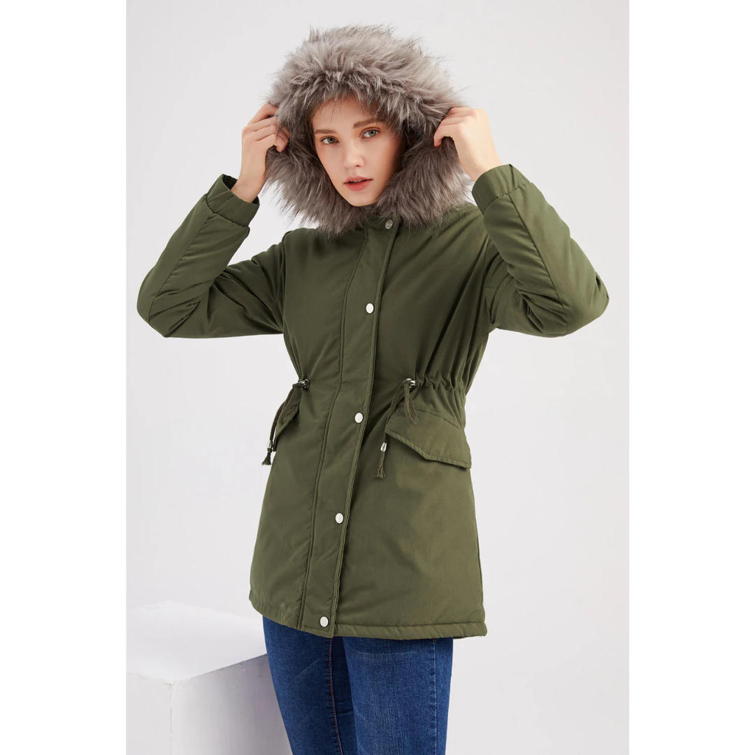 Florence Women’s Winter Parka Coat with Button Closure