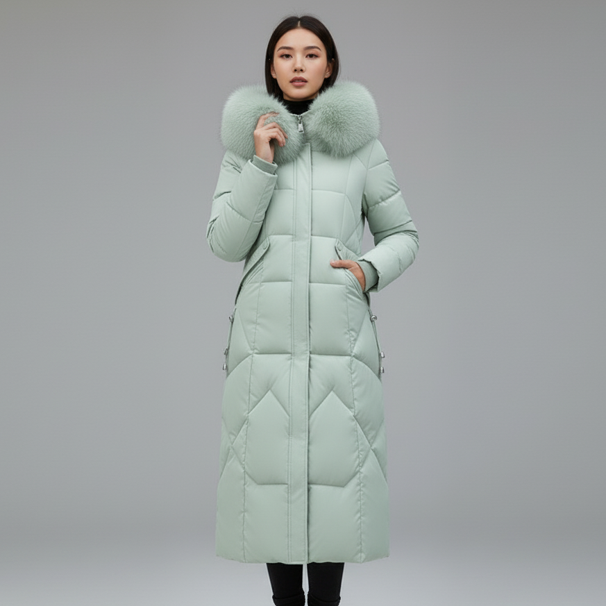 Hannah | Women’s Winter Quilted Coat with Hood Trim