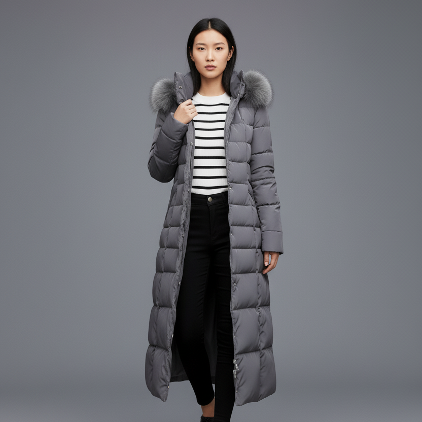 Lesley Women’s Long Puffer Coat with Hood