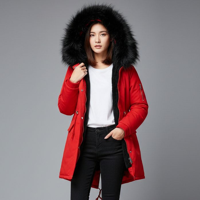 Florence Women’s Winter Parka Coat with Button Closure