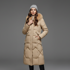 Hannah | Women’s Winter Quilted Coat with Hood Trim