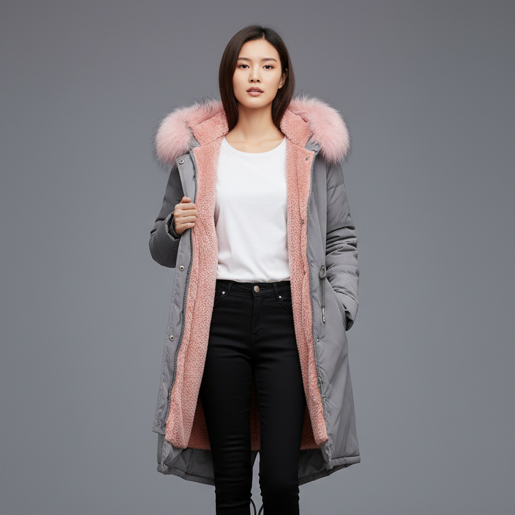 Florence Women’s Winter Parka Coat with Button Closure